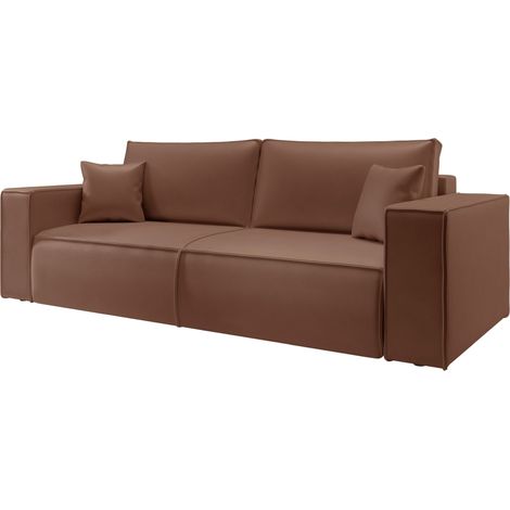 Selsey Farese Cuero – Schlafsofa 3-Sitzer mit Bettkasten, Kunstleder, Braun