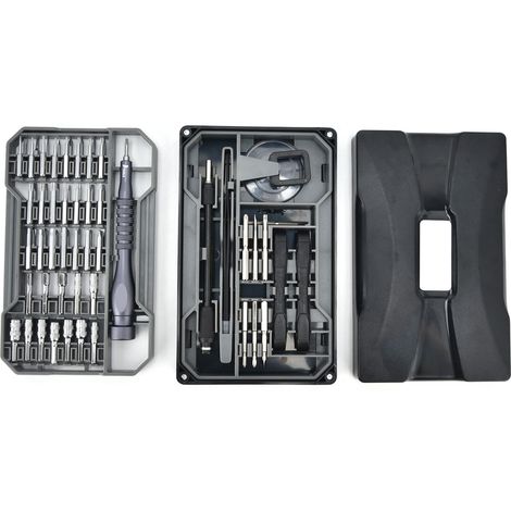 73Pcs Kit de tournevis de précision magnétique, embouts 4x28mm chromés mats à diamètre réduit, lot long JM‑8172 (1/5)