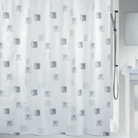 Rideau de douche Polyester MILANO 180x200cm Blanc & Argent effet perlé Spirella (1/5)