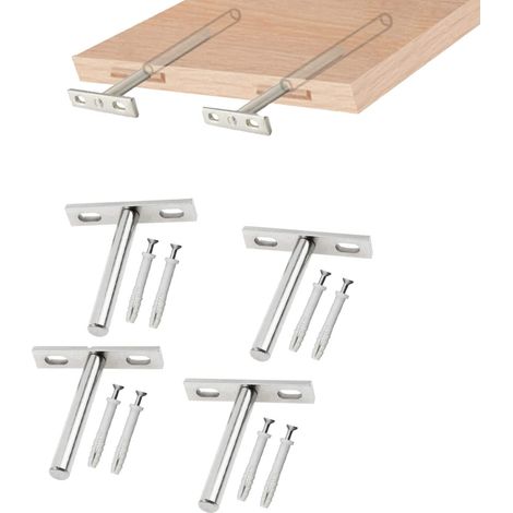 Lot de 4 supports d'étagère flottants en bois cachés pour montage mural. (1/5)