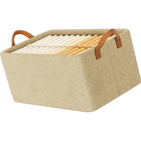 Zusammenklappbare Aufbewahrungsbox aus kationischem Stahl, tragbarer Kleiderorganizer, Spielzeugkorb aus dickem Stoff, khaki (1/5)