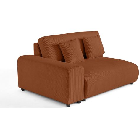 Garance - module d'assise 2 places avec accoudoir gauche - en velours côtelé - terracotta (1/5)
