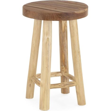 Tabouret rond en teck naturel - Naturel (1/2)