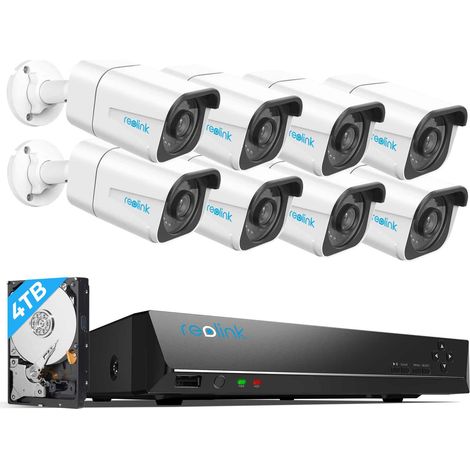 Reolink 4K überwachungskamera Set, Videoüberwachung mit 8X 8MP PoE IP Kamera und 16CH 4TB HDD NVR, Personenerkennung und Fahrzeugerkennung, IP66, 30M IR Nachtsicht für Aussen, Innen, RLK16-800B8-A