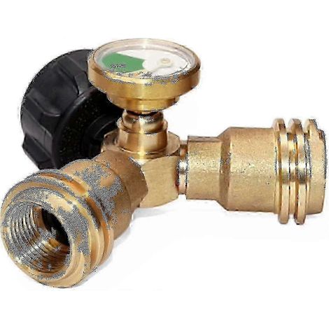z Barsinfi Splitter, Propangastank-Y-Splitter-Adapter, mit Instrument, 2-Wege-LPG-Adapter-T-Stück (1/2)