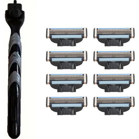 rasoir electriques hommes-[Rasoir manuel portable] + [pour hommes - idéal usage quotidien & voyages] + [1 manche + 8 lames - 3 couches]