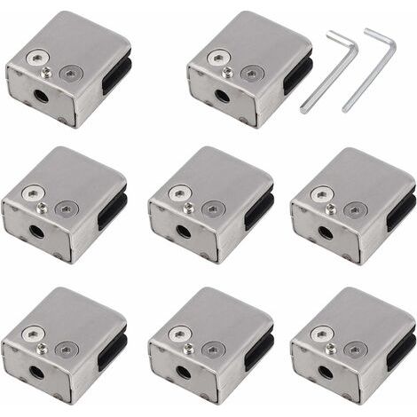 Support Verre Acier Inoxydable 304 - Fixation Sans Perçage Pour Verre Trempé 8-10 mm - Pour Garde-Corps Escalier Balustrade - Lot de 8 Pièces (1/5)