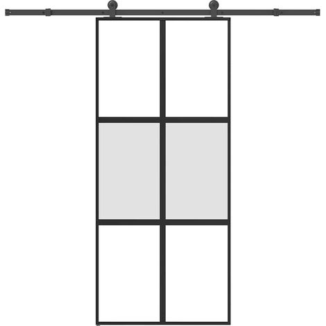 Schiebetür mit Beschlag 90x205 cm Hartglas & Aluminium