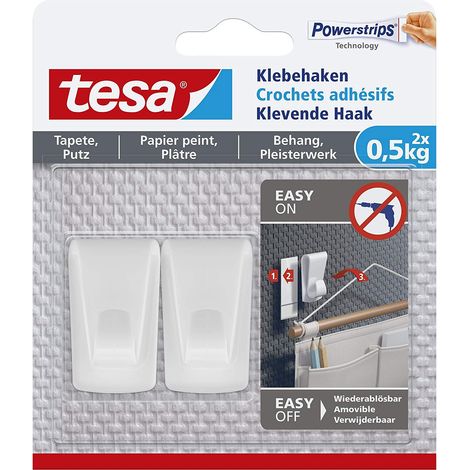 Tesa Crochet adhésif Powerstrips blanc incurvé 2 pcs (1/5)