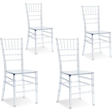 Designetsamaison – Lot de 4 chaises transparentes en polycarbonate – Structure haute résistance – Hauteur 87 cm – Assise 44 cm – Empilables pour gain de place (1/5)