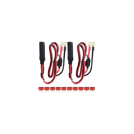 2 Stück SAE-Stecker an O-Ring-Terminal-Kabelbaum, 2-poliges Kabelschuh-Schnelltrenn-Verlängerungskabel, 0,6 m SAE-an-Ring-Terminal-Kabelbaum-Schnellanschluss, 10-A-Sicherung (1/5)