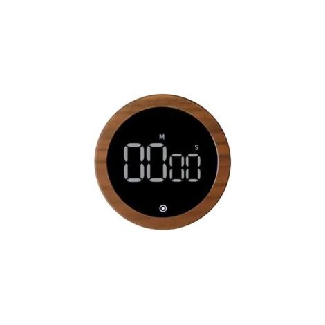 Timer da cucina con finitura effetto legno, display digitale a LED rotante, timer con conto alla rovescia magnetico, cassa rotonda effetto legno - Crezuo