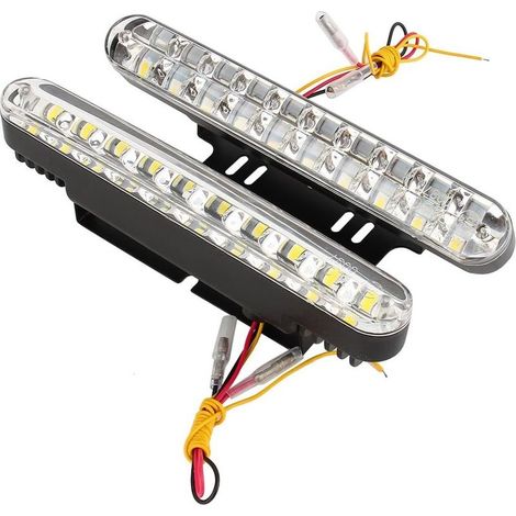 Feux diurnes à LED 12V – 30 diodes blanches 6700K – Lampe de jour ultra-brillante – Clignotants intégrés pour sécurité routière (1/5)