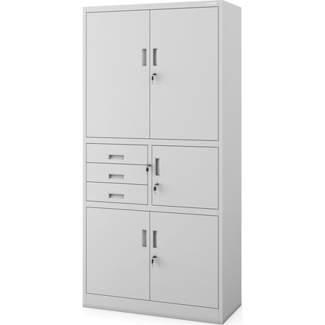 Armoire en métal avec coffre-fort FILIP II, 900 x 1850 x 400 mm, gris