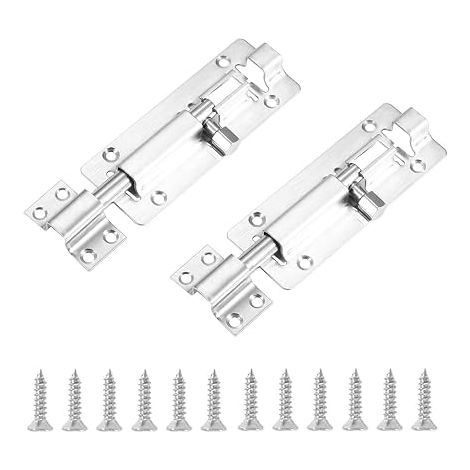 Targette de Porte, Loquet Porte en Acier Inoxydable 3 Pouces avec Vis, Verrou Porte Interieure et Extérieure pour Chambre, Salle de Bain, Placard, Fenêtre (1/5)