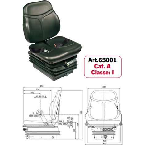Sedile SC74 omologato molleggio meccanico/pneumatico, cinture, microinterruttore - 65001