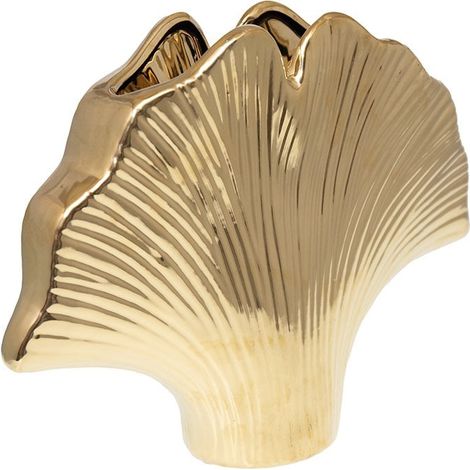 Vase Décoratif en Céramique Motif Feuille Doré pour Décoration d'Intérieur 29,5 x 7,5 x 22 cm - PANGIVO (1/2)