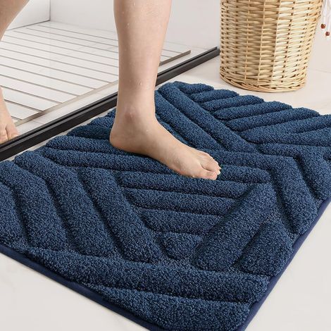 (Bleu)Tapis de Bain Antidérapant 40x60cm, Tapis Salle de Bain Absorbant, Tapis de Douche Moelleux en Microfibre, Lavable en Machine, Tapis de Sol Dura (1/5)