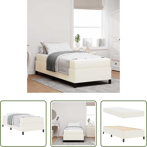 Matelas - Cadre de lit avec matelas Crème 80 x 200 cm tissu (1/5)