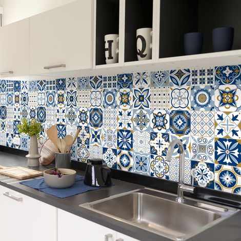 Sticker Mural Carrelage adhésif Cuisine Salle de Bain - 30 STICKERS CARRELAGES AZULEJOS MARTINHO - 30stickers10x10cm (1/5)