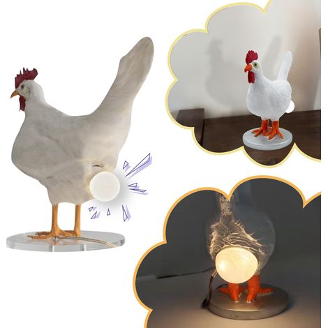 NineClouds Coq Lampe De Table 3D LED Veilleuse Drle Oeuf Lumière Réaliste Résine LED Oeuf Lumière Mignon Enfants Veilleuse (1/5)