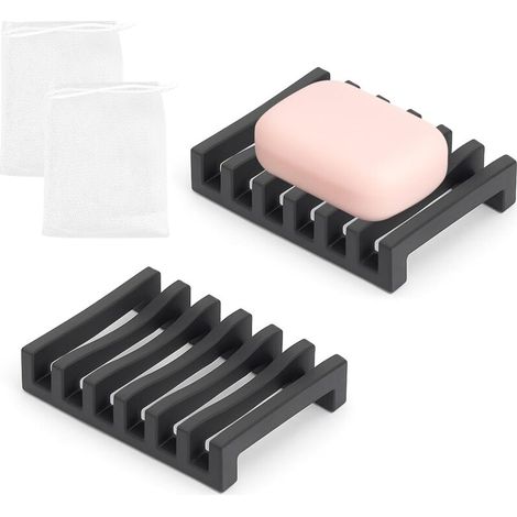 Set portasapone da 2 pezzi, scatola portasapone, contenitore in silicone, infrangibile, facile da pulire, adatto per bagno e cucina -Crezuo