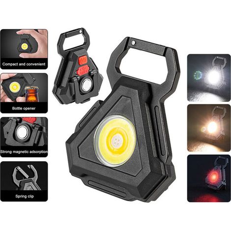 COB Small Flashlights Bright Rechargeable Keychain Mini Flashlight Portable Pocket Light with Folding Bracket Base for Fishing Walking and Camping (1/5)