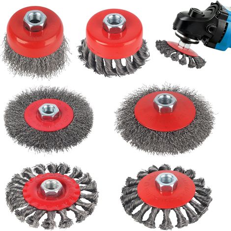 Brosse Metallique Meuleuse Conique pour D'angle M14 pour Perceuse de de Diamètre 6 pièces 75mm 100mm (1/5)