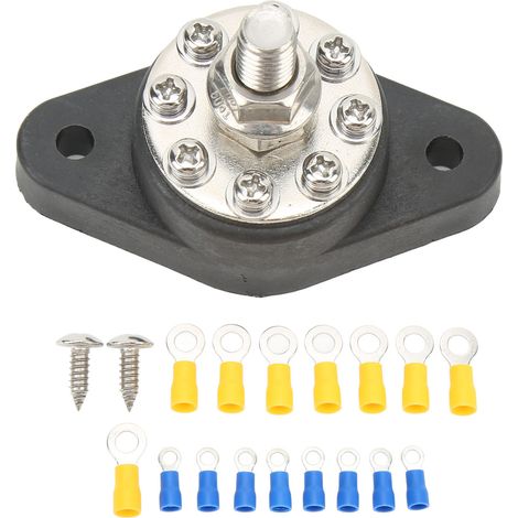 Bloc de distribution d'énergie 8 bornes 3/8 pouces M10 12 V-48 V 160 A universel pour voitures, camping-cars, bateaux, camions