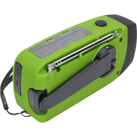 Radio solaire d'urgence avec manivelle et chargement USB-C, radio portable AM/FM, batterie rechargeable 2000 mAh, alarme SOS et lampe torche pour le camping et la randonnée en cas de panne de courant (1/5)