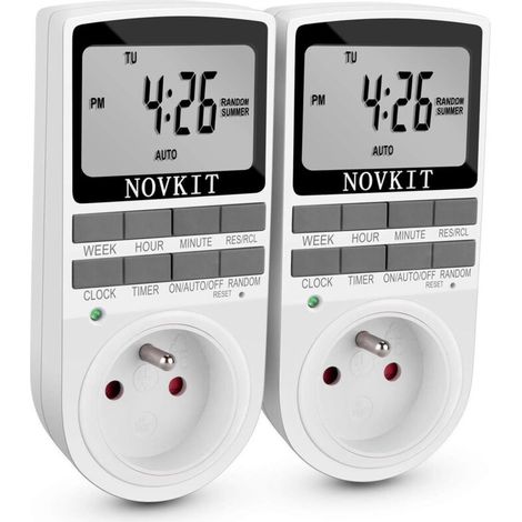 Timer digitale da presa, timer digitale da presa con modalità antifurto e ampio display LCD, risparmio energetico (confezione da 2)