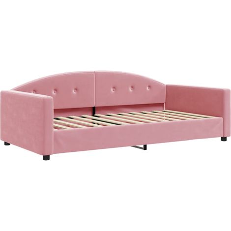 Lit simple Lit adulte Lit de repos rose 100x200 cm velours (1/5)