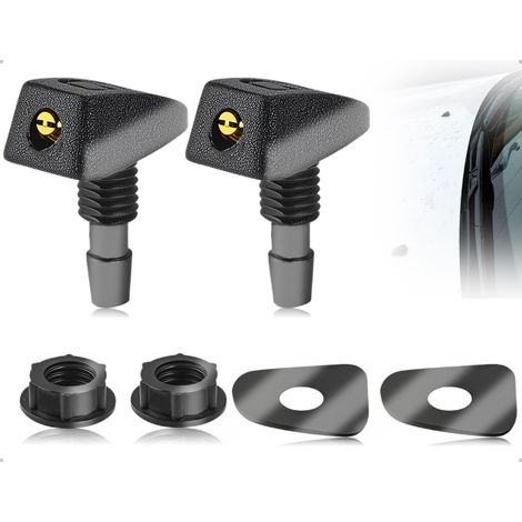 Lot de 2 buses de lave glace universelles en plastique pour essuie glace avant, pour la plupart des voitures, réparation et entretien (noir) (1/5)