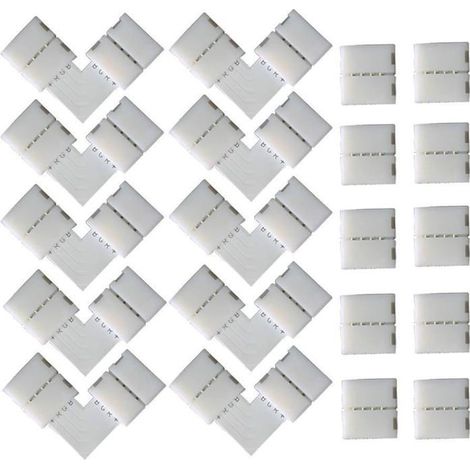 10 PCS en Forme de L Raccord d'angle de Raccord Rapide LED 4 Pin, pour les Strip LED SMD 5050 RGB de 10mm de large (Blanc) (1/5)