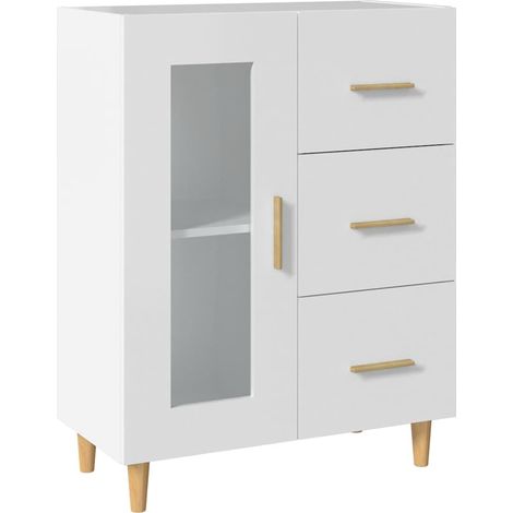 Buffet Commode Armoire Luxueux, pour Salon Chambre Entrée Cuisine, Blanc 69,5x34x90 cm Bois d'ingénierie OIB6904E (1/5)