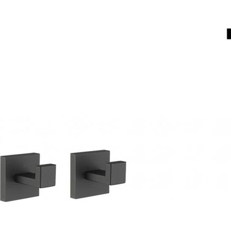 Quadratischer Wandhaken in Mattschwarz für ein 2er-Set Bademäntel, Mäntel, Badezimmer, Küche, Garage, Edelstahl