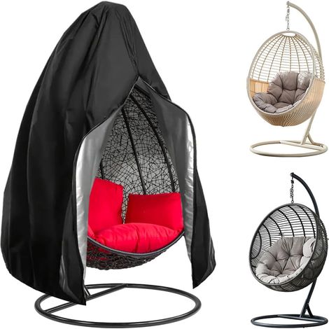 Housse de protection pour fauteuil suspendu, tissu Oxford 210D, avec cordon de serrage, imperméable et coupe-vent, noir, 190 x 115 cm (1/5)