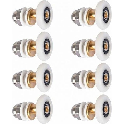 Roulettes de porte de douche, roulettes de porte coulissante, roulettes de remplacement, diamètre de roue 20 mm, 8 pièces