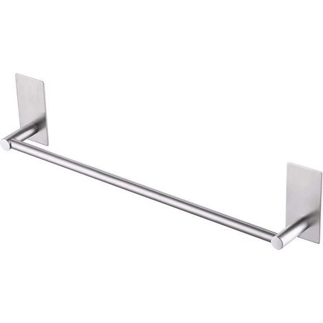 Matte silver self-adhesive wall towel holder 42cm, stainless steel, bathroom towel storage