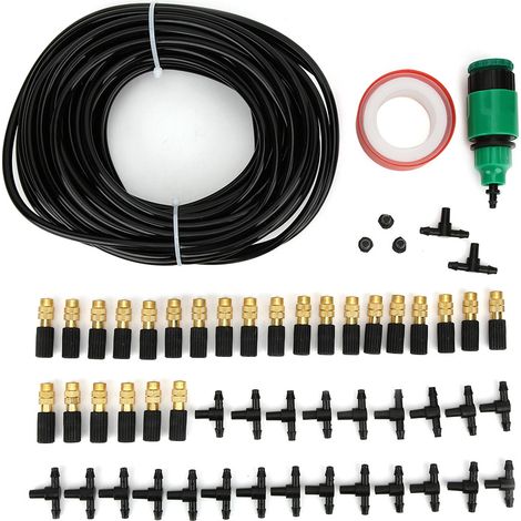 Kit d'arrosage goutte-à-goutte 25 m pour jardin, serre, parterre de fleurs, terrasse et pelouse - équipement d'irrigation complet