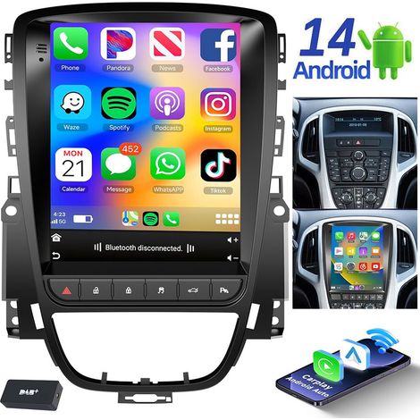Autoradio Android 14 avec GPS et Apple CarPlay pour Opel Astra J 2009-2014 - 4+64G DAB+
