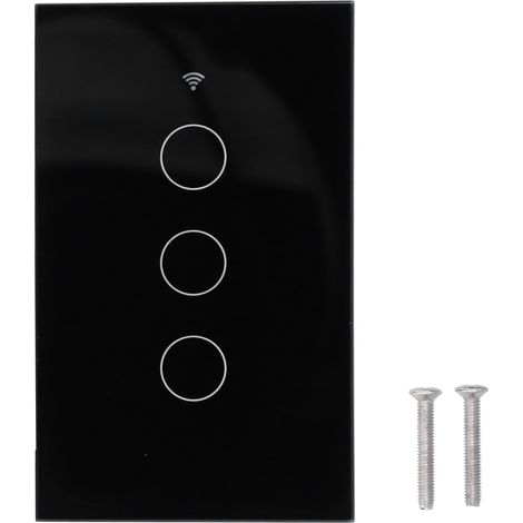 Interrupteur tactile Zigbee 3 voies ZTS-US3 noir verre trempé (1/5)