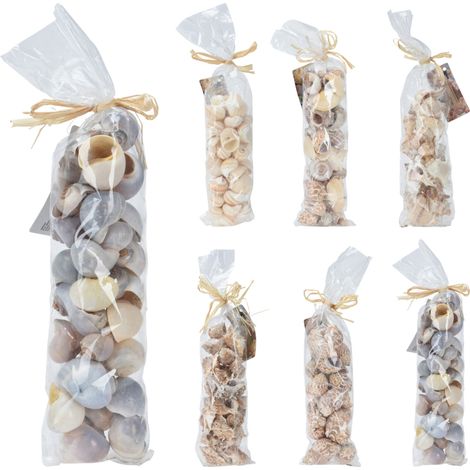 Coffret Décoratif de Coquillages en Sac - 6 Modèles Uniques pour Décoration Marine