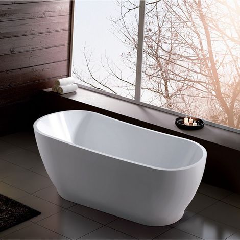 Vasca da bagno freestanding 170 cm acrilico bianco lucido KAT-1700 Kamalu