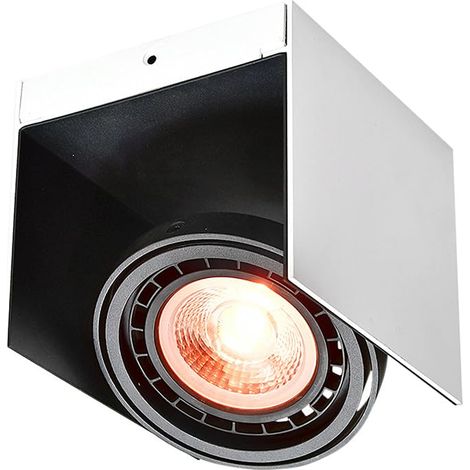 Plafonnier ES111 - Corps blanc/noir en aluminium, orientable, GU10, IP20, 15,5 × 14 × 13 cm, montage en surface et lumière d'accentuation pour salon, cuisine et salle à manger, éclairage