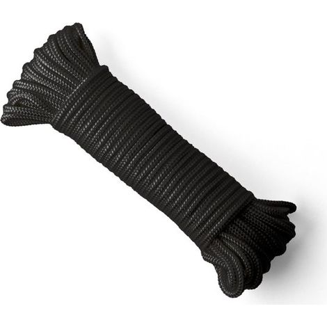 Corde en nylon - 6 mm - 20 m - Noire - Convient à diverses applications - Corde tressée - Résistante à l'usure (1/5)