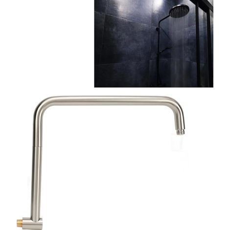 Extensiones para brazo de ducha Conexión a pared con brida en S Brazo giratorio 360° Acero inoxidable pulido Dimensiones 33/37,5 cm (1/5)