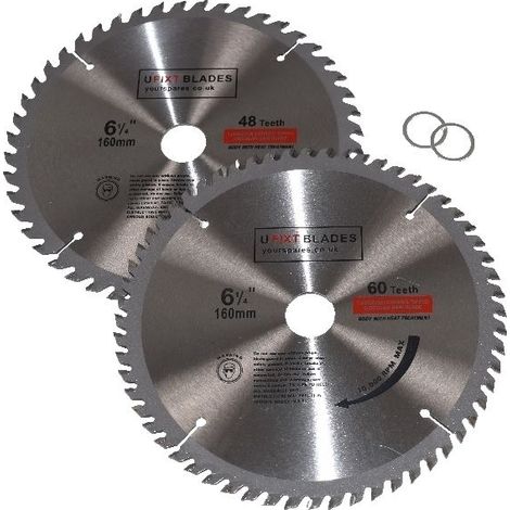 Circular Saw Blades 160mm x 20mm TCT Tungsten Carbide Teeth 48 and 60 Tooth Twin Pack (1/2)