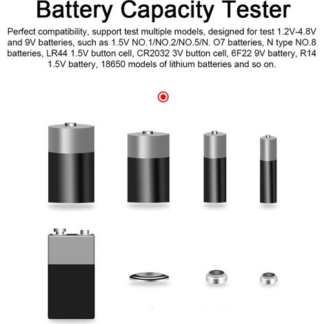 Testeur de batterie universel à affichage numérique, indicateur de capacité portable, vérificateur de niveau pratique, compteur de tension, moniteur de quantité électrique, détecteur pour 9V 1.2V-4.8V (1/5)
