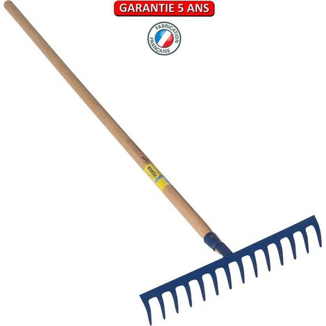 Geschmiedeter Rechen mit 14 gebogenen Zinken, Holzstiel, 1,50 m, hochfestes gehärtetes Werkzeug, Garten OUTILS PERRIN